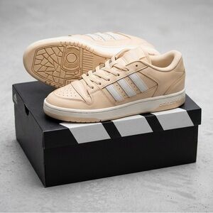 adidas Cream Low-Top Sneakers with White Stripes